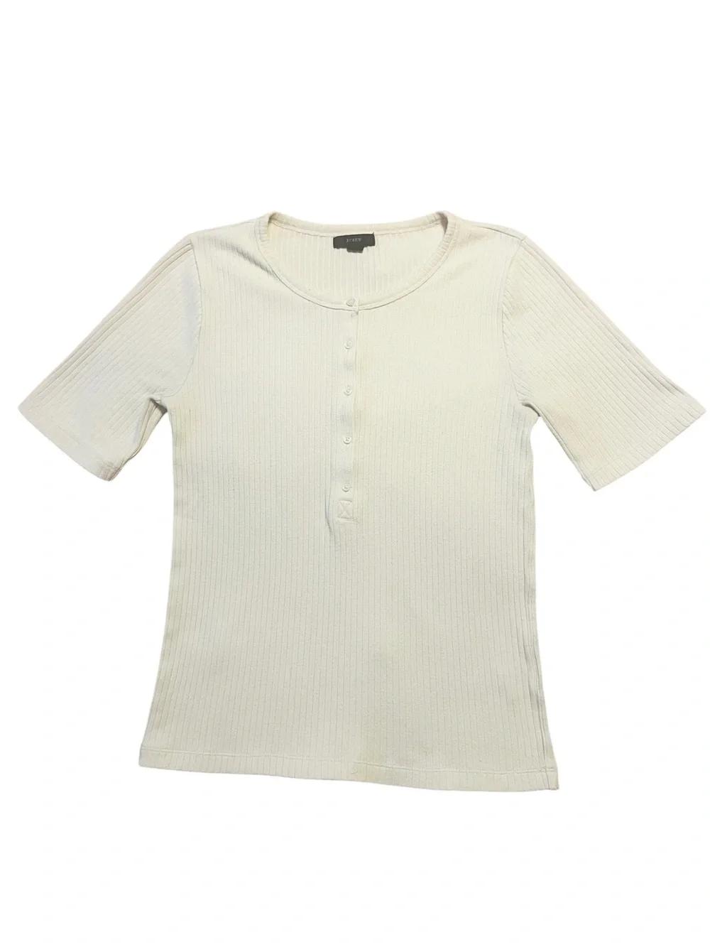 J. Crew Short-Sleeve Ribbed Knit Henley Top - Off-White